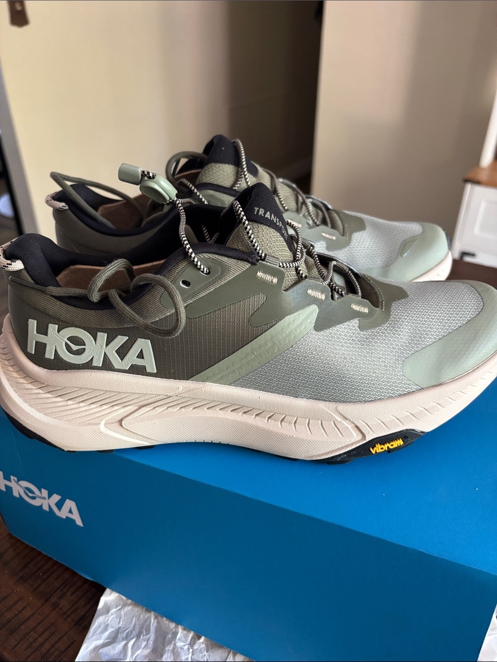 Hoka Men's Trail Running Shoes - Sage Green & Cream